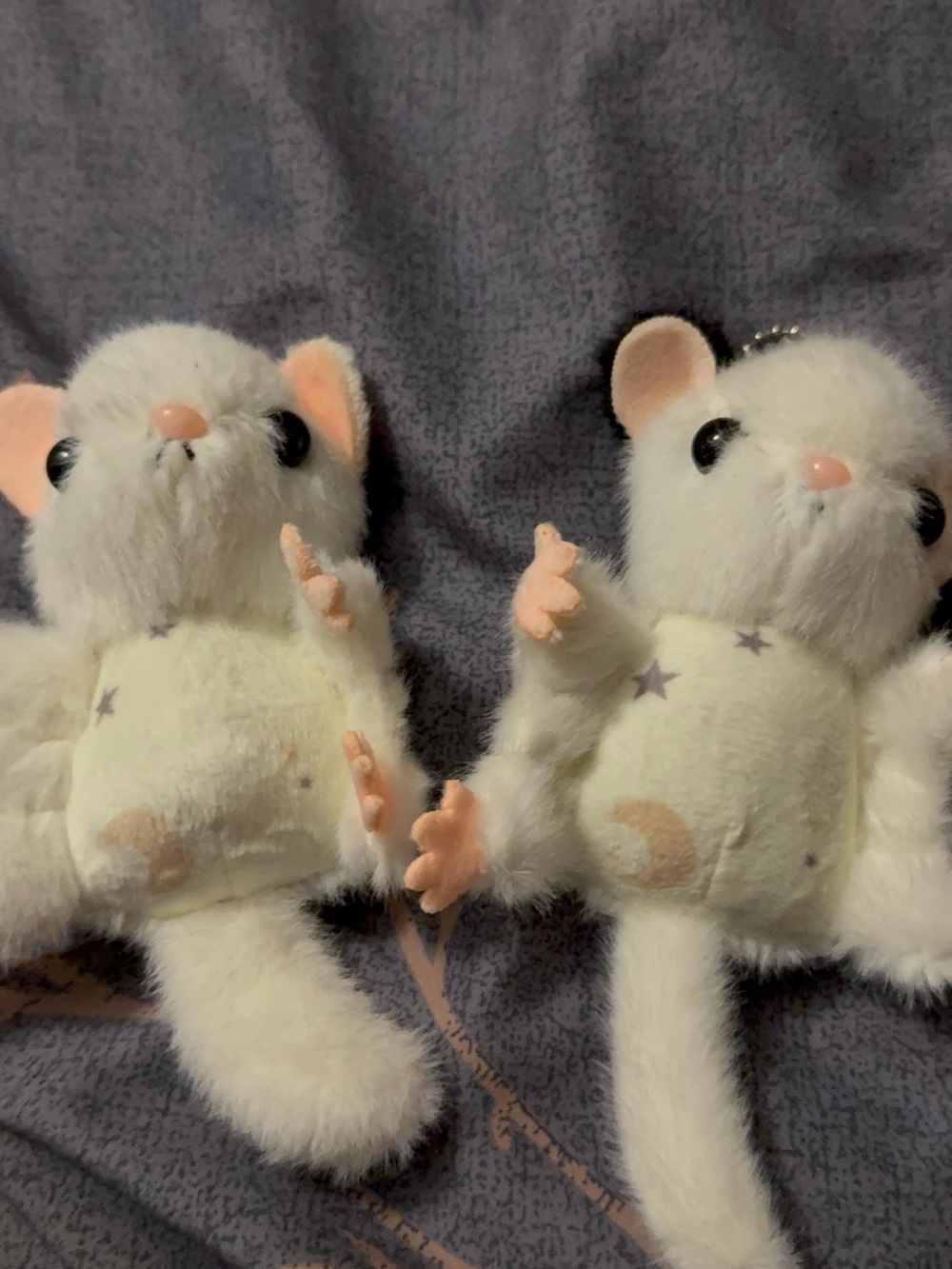 White Plush Flying SquirreStar & Moon Keychain Card Holder - Cute Soft Accessory